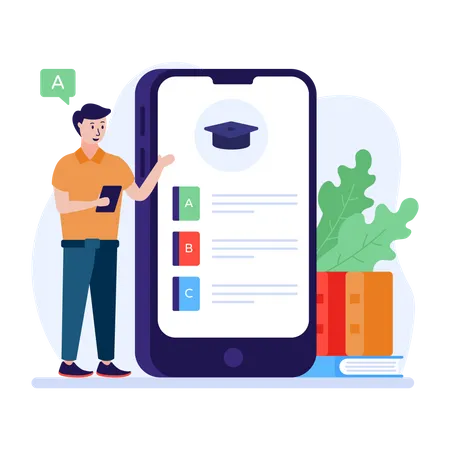 Mobile learning app Illustration