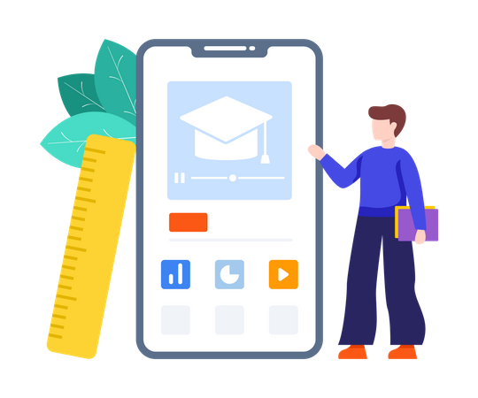 Mobile Learning App  Illustration