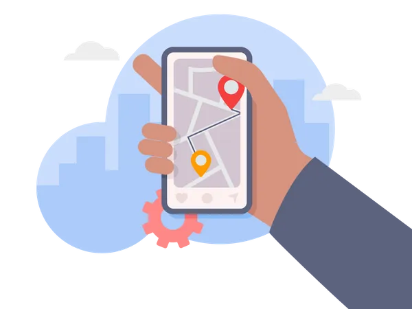 Mobile location tracker application  Illustration