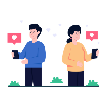 Mobile Love Chat  Illustration