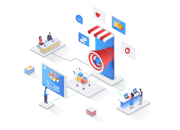 Mobile marketing agency  Illustration
