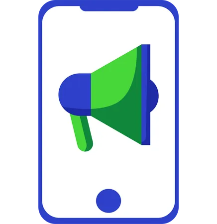This Icon Showcases A Mobile Device With A Loudspeaker Symbolizing Mobile Marketing Notifications Its Ideal For Depicting Mobile Advertising Tactics Such As Push Notifications Or Alerts That Connect Directly With Consumers Illustration