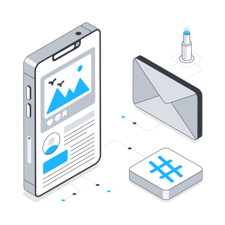 Mobile Media and mail  Illustration