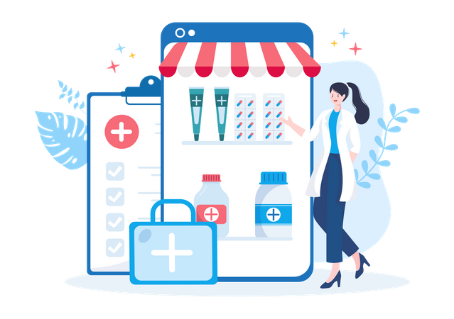 Mobile medicine store  Illustration