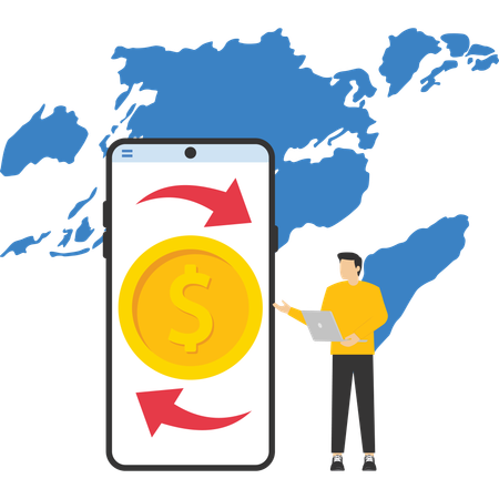 Mobile money transfer and exchange  Illustration