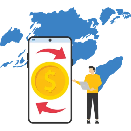 Mobile money transfer and exchange  Illustration