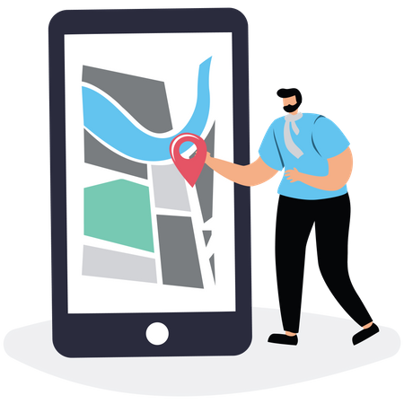 Mobile navigation app  Illustration