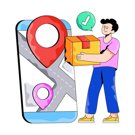 Mobile Parcel Tracking of product  Illustration