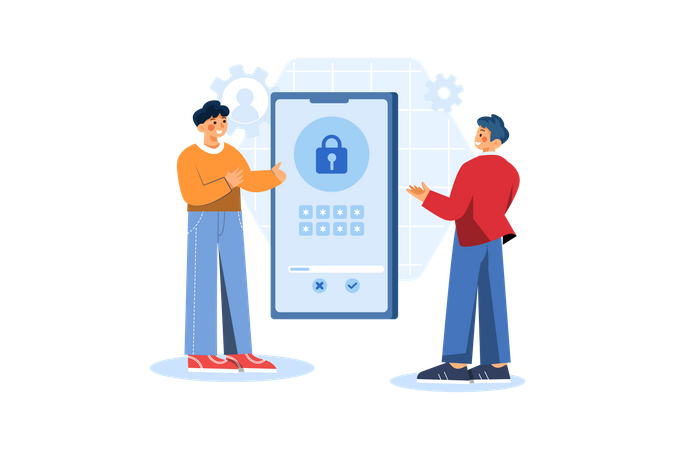 Mobile password security  Illustration