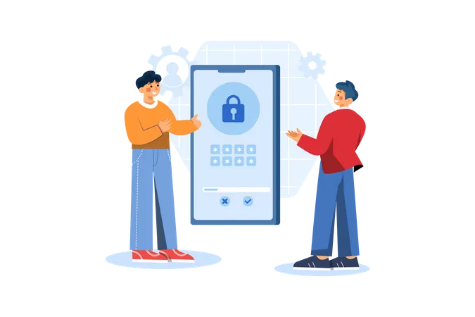 Mobile password security  Illustration