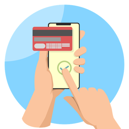 Mobile payment success by credit card  Illustration