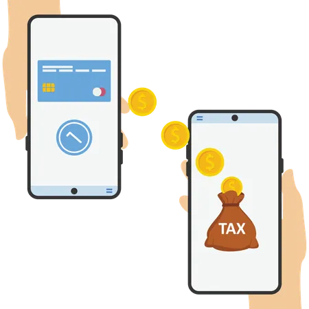 Flat Vector Illustration Of Mobile Payment Transfer People Sending And Receiving Money Wireless With Their Mobile Phones Hands Holding Smartphones With Online Banking Payment Apps Mobile Wallet Illustration