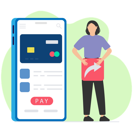 Mobile payment via credit card  Illustration