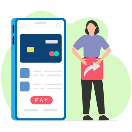Mobile payment via credit card  Illustration
