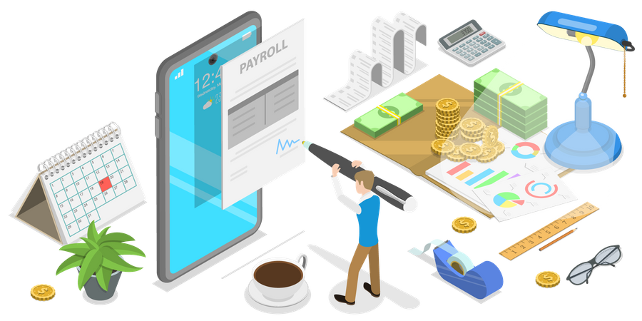 Mobile Payroll App  Illustration