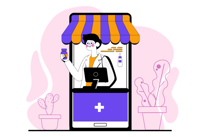 Mobile pharmacy store application  Illustration