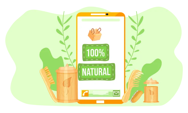 Mobile phone app showing original wooden products  Illustration