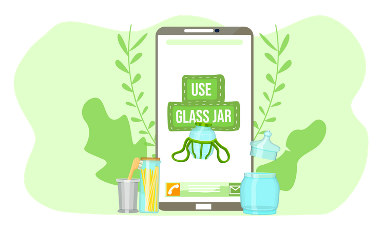 Mobile phone app suggesting to use glass jar Illustration