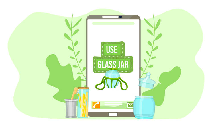 Mobile phone app suggesting to use glass jar  Illustration