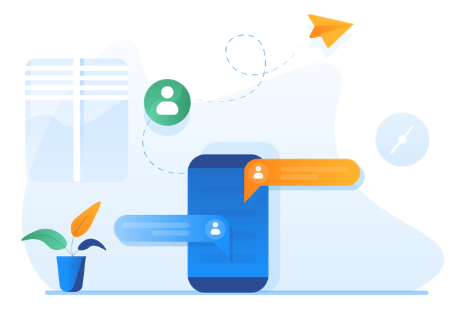 Mobile Phone Chat Application  Illustration