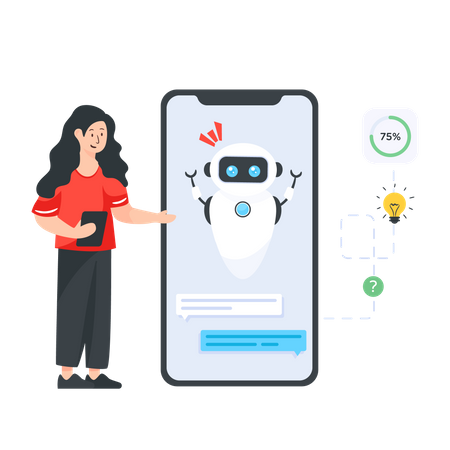 Mobile phone customer service bot  Illustration