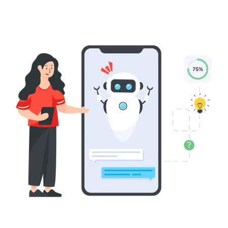 Mobile phone customer service bot  Illustration