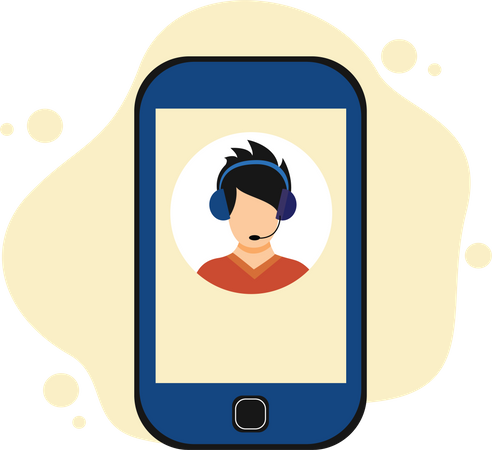Mobile phone with online assistant Illustration