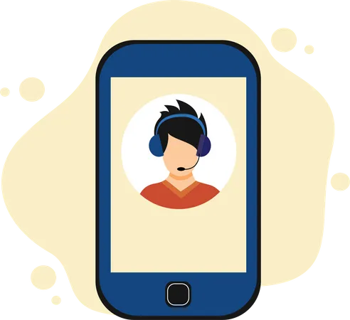Mobile phone with online assistant  Illustration