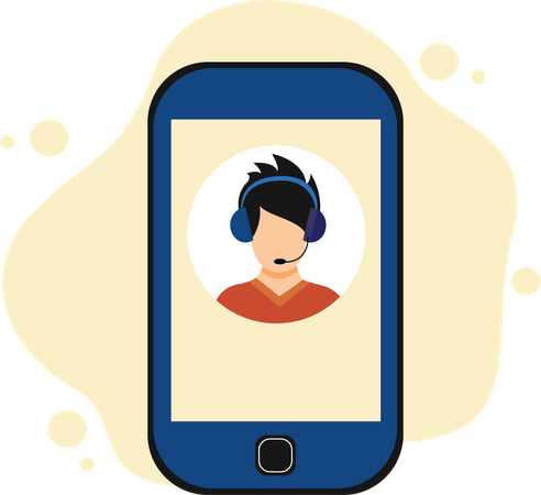 Mobile phone with online assistant  Illustration