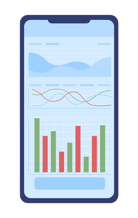 Mobile phone with stock charts  Illustration