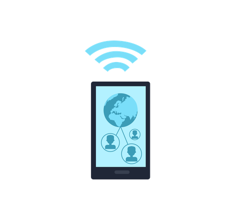 Mobile Phone with Wireless Sign  Illustration