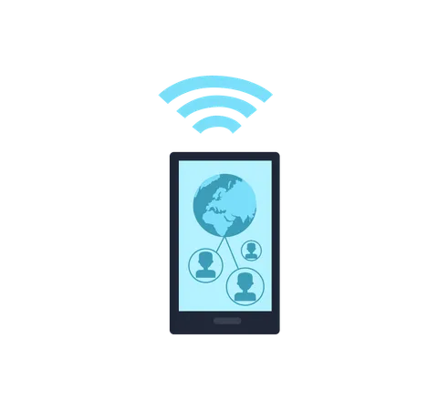 Mobile Phone with Wireless Sign  Illustration