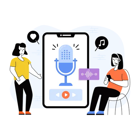Mobile Podcast Flat Illustration With High Quality Graphics Illustration