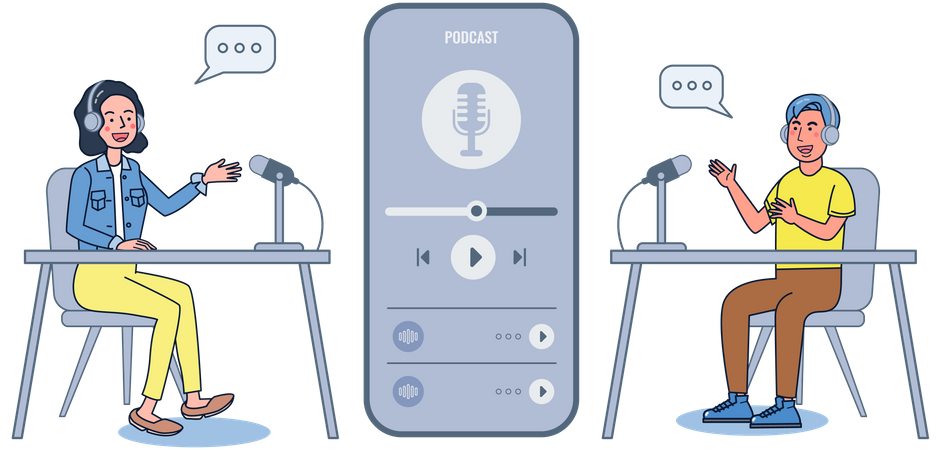 Mobile podcast recording Illustration