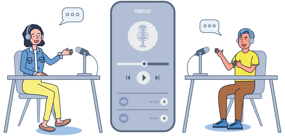 Mobile podcast recording  Illustration
