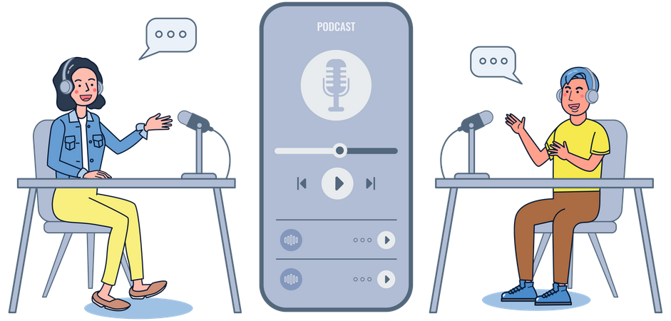 Mobile podcast recording  Illustration