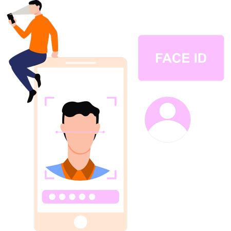 Mobile protected by Face ID  Illustration