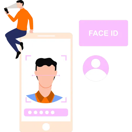 The Mobile Is Protected By The Boys Face ID Illustration