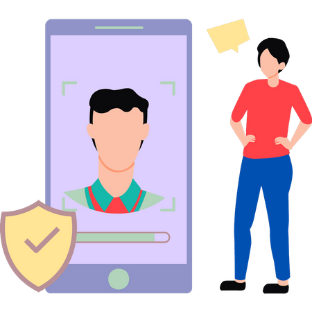 Mobile protected by face lock Illustration