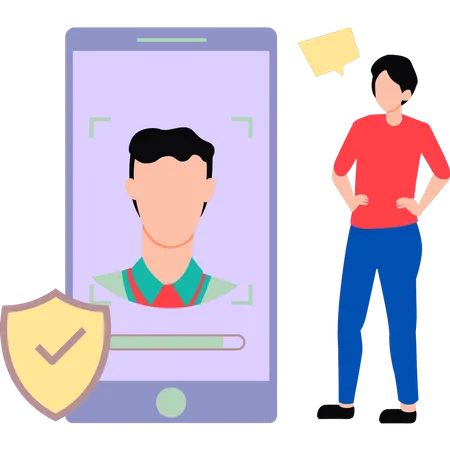 Mobile protected by face lock Illustration