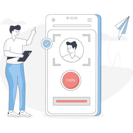 Mobile protected by face lock  Illustration