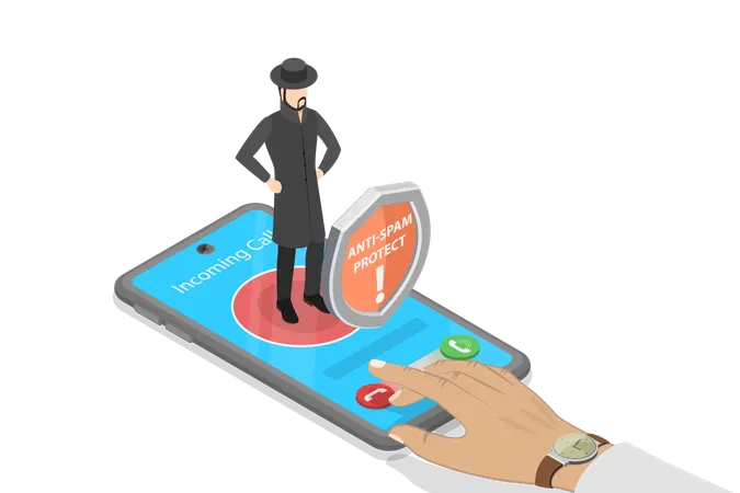 3 D Isometric Flat Vector Illustration Of Mobile Protecting Service Preventing Email Spam Illustration