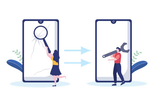 Mobile screen damage service  Illustration