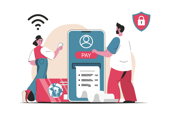 Mobile secure payment Illustration