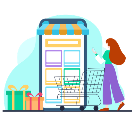 Mobile Shopping  Illustration