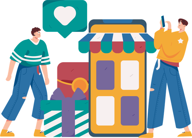 Mobile Shopping-Anwendung  Illustration