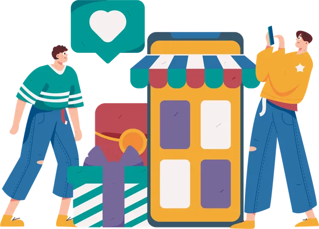 Mobile Shopping-Anwendung  Illustration