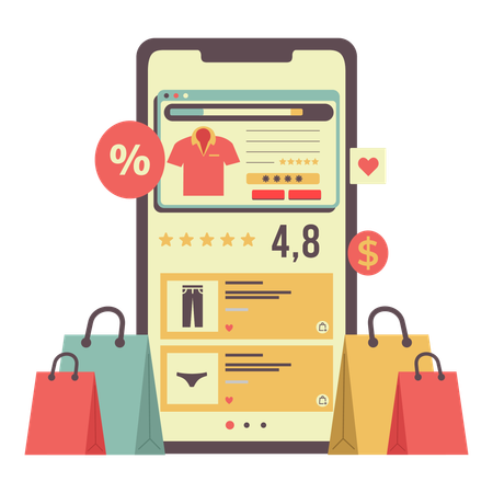 Mobile Shopping-App  Illustration