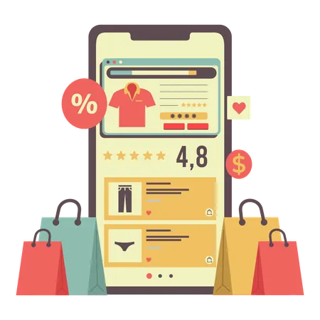 Mobile Shopping-App  Illustration