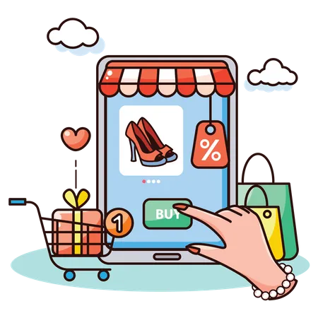Mobile Shopping App  Illustration